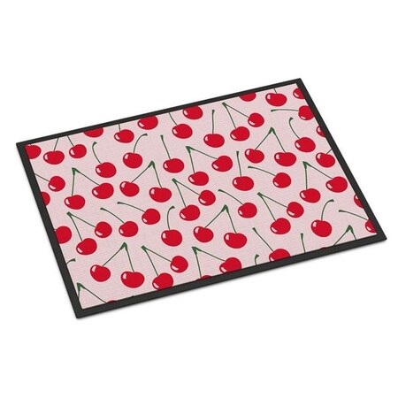Carolines Treasures Carolines Treasures BB5139MAT Cherries on Pink Indoor or Outdoor Mat; 18 x 27 in. BB5139MAT